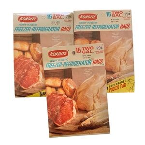 KORDITE Vintage Freezer Refrigerator Bags Bundle of 3 Two Gallon Bags